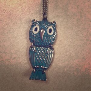 Adorable Teal Blue Owl Necklace!
